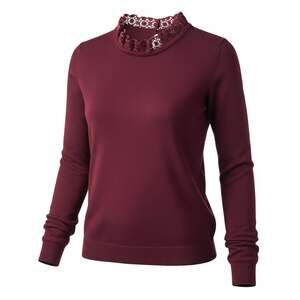 J.Crew Tippi Merino Wool Sweater Lace Collar Burgundy Office Soft Girl XL